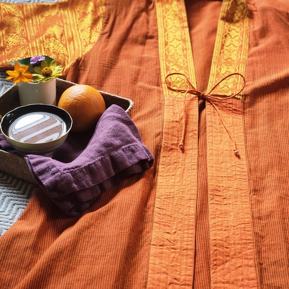 Handmade vintage orange and gold jacket/robe - Picture 1 of 12